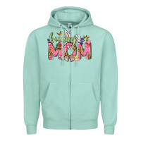 Seafoam Bunny Mom Easter Day Zipper Hoodie - Neo Western