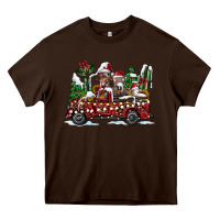 Chocolate Brown festive farm animal christmas truck Heavy Core Tee - CowhideDigitalArt
