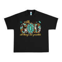 Black with god all things are possible with gemstone Urban Heavy Tee - texasbilliewilder