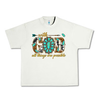 Pistachio with god all things are possible with gemstone Urban Heavy Tee - texasbilliewilder