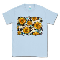 Dusty Blue cowhide sunflower pattern Classic Tee - Zillion Design Studio