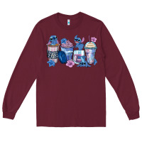 Burgundy stitch coffee cups Long Sleeve Tee - Zillion Design Studio