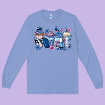 Stitch Coffee Cups Long Sleeve Tee Designed By Zillion Design Studio