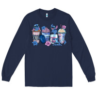 Navy stitch coffee cups Long Sleeve Tee - Zillion Design Studio