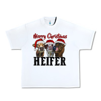 White Merry Christmas Heifers Urban Heavy Tee - RanaPortraitStore