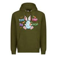 Army Green too hip to hop easter Premium Hoodie - MaliasSmallBusiness
