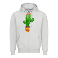 Dove Grey mexican cactus Zipper Hoodie - FaDigitalArtStudio