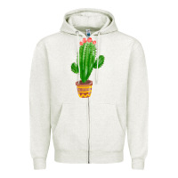 Oatmeal Heather mexican cactus Zipper Hoodie - FaDigitalArtStudio