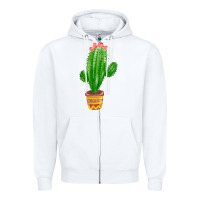White mexican cactus Zipper Hoodie - FaDigitalArtStudio
