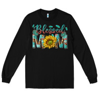 Black western blessed mom with sunflower Long Sleeve Tee - texasbilliewilder
