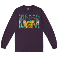 Plum western blessed mom with sunflower Long Sleeve Tee - texasbilliewilder
