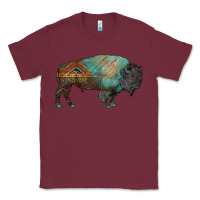 Burgundy aztec bison Classic Tee - RanaPortraitStore