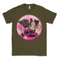 Army Green Pink Merry Christmas Pig Classic Tee - FaDigitalArtStudio