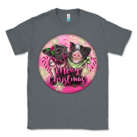 Charcoal Heather Pink Merry Christmas Pig Classic Tee - FaDigitalArtStudio