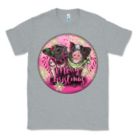 Heather Grey Pink Merry Christmas Pig Classic Tee - FaDigitalArtStudio