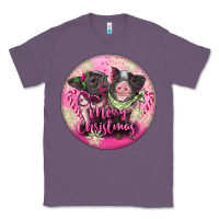Lavender Pink Merry Christmas Pig Classic Tee - FaDigitalArtStudio