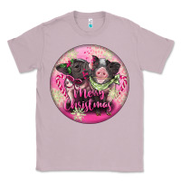 Lilac Pink Merry Christmas Pig Classic Tee - FaDigitalArtStudio