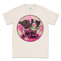 Natural Pink Merry Christmas Pig Classic Tee - FaDigitalArtStudio