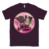 Plum Pink Merry Christmas Pig Classic Tee - FaDigitalArtStudio