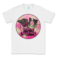 White Pink Merry Christmas Pig Classic Tee - FaDigitalArtStudio