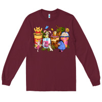 Burgundy cartoon characters coffee cups Long Sleeve Tee - Zillion Design Studio