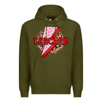 Army Green teacher lightning bolt valentines day Premium Hoodie - MaliasSmallBusiness