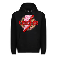 Black teacher lightning bolt valentines day Premium Hoodie - MaliasSmallBusiness