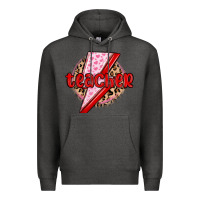 Charcoal Heather teacher lightning bolt valentines day Premium Hoodie - MaliasSmallBusiness