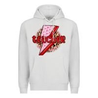 Dove Grey teacher lightning bolt valentines day Premium Hoodie - MaliasSmallBusiness