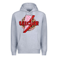 Heather Grey teacher lightning bolt valentines day Premium Hoodie - MaliasSmallBusiness