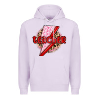 Lilac teacher lightning bolt valentines day Premium Hoodie - MaliasSmallBusiness