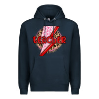 Navy teacher lightning bolt valentines day Premium Hoodie - MaliasSmallBusiness
