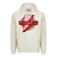 Oatmeal Heather teacher lightning bolt valentines day Premium Hoodie - MaliasSmallBusiness