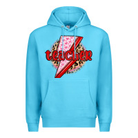 Ocean Blue teacher lightning bolt valentines day Premium Hoodie - MaliasSmallBusiness