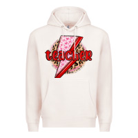 Pale Pink teacher lightning bolt valentines day Premium Hoodie - MaliasSmallBusiness