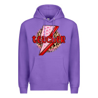 Purple teacher lightning bolt valentines day Premium Hoodie - MaliasSmallBusiness