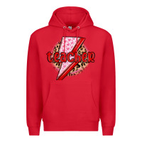 Red teacher lightning bolt valentines day Premium Hoodie - MaliasSmallBusiness