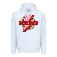 White teacher lightning bolt valentines day Premium Hoodie - MaliasSmallBusiness