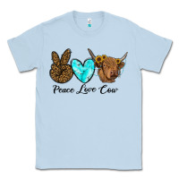 Dusty Blue peace love cow Classic Tee - RanaPortraitStore