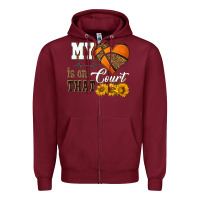 Burgundy my heart is on that court Zipper Hoodie - HRA Design Shop