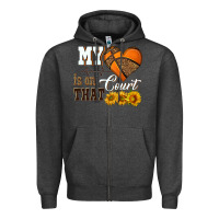 Charcoal Heather my heart is on that court Zipper Hoodie - HRA Design Shop
