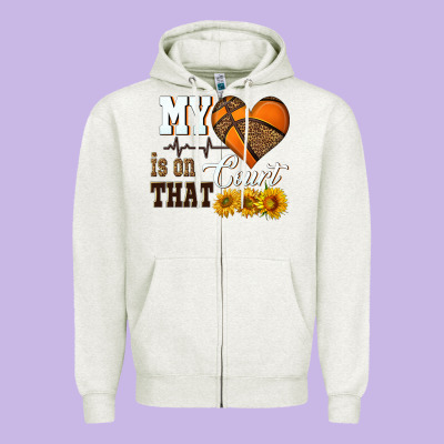 My Heart Is On That Court Zipper Hoodie Designed By Hra Design Shop