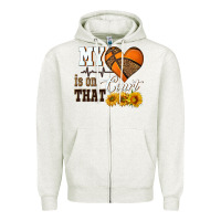 Oatmeal Heather my heart is on that court Zipper Hoodie - HRA Design Shop