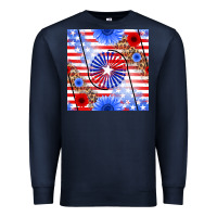 Navy patriotic usa flag and sunflower Premium Sweatshirt - BundleAndBundleShop