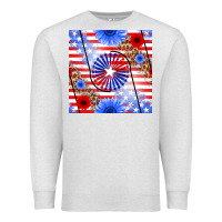 Oatmeal Heather patriotic usa flag and sunflower Premium Sweatshirt - BundleAndBundleShop