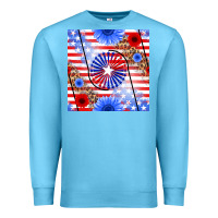 Ocean Blue patriotic usa flag and sunflower Premium Sweatshirt - BundleAndBundleShop