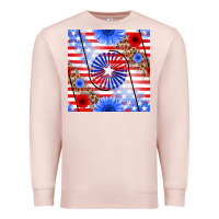Pale Pink patriotic usa flag and sunflower Premium Sweatshirt - BundleAndBundleShop