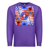 Purple patriotic usa flag and sunflower Premium Sweatshirt - BundleAndBundleShop
