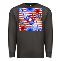 Smoke patriotic usa flag and sunflower Premium Sweatshirt - BundleAndBundleShop