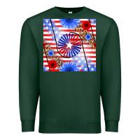 Sports Green patriotic usa flag and sunflower Premium Sweatshirt - BundleAndBundleShop